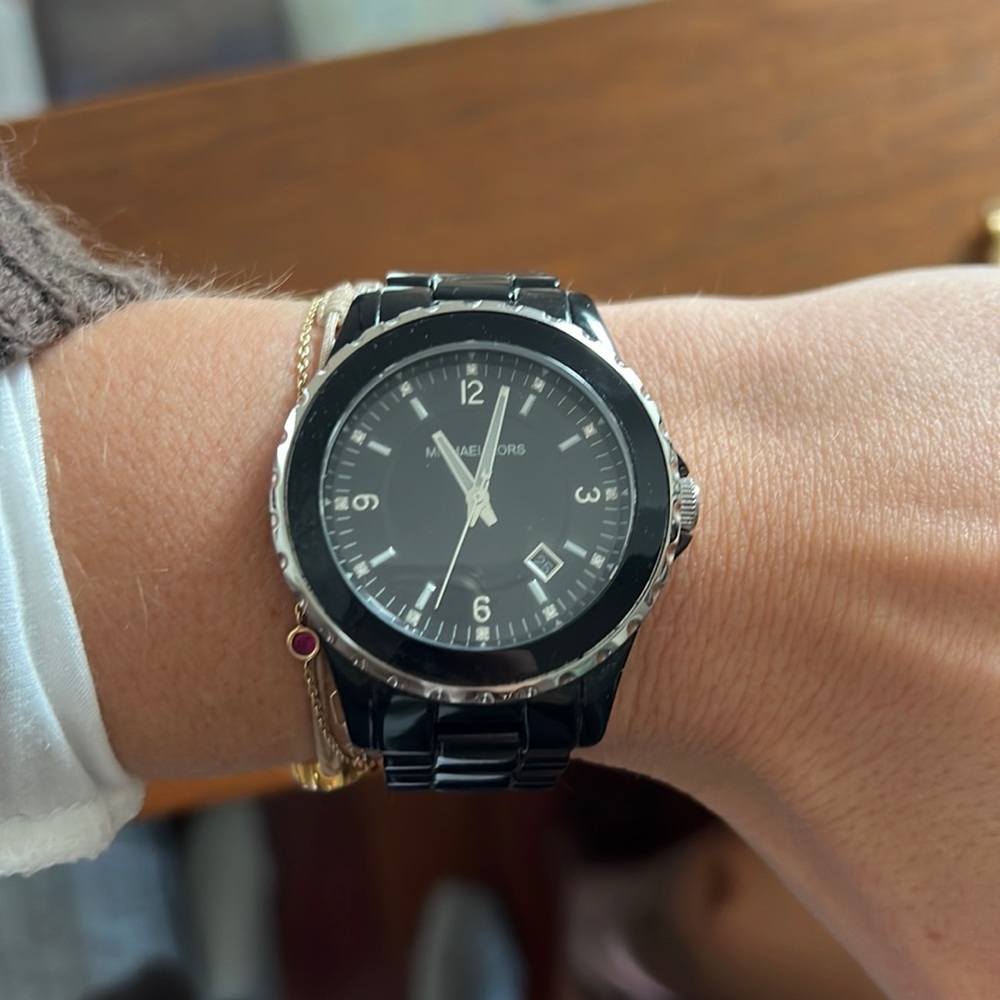 Black/Silver Michael Kors watch